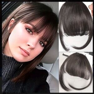 NEW• CLIP IN/ON BLACK FRINGE BANGS